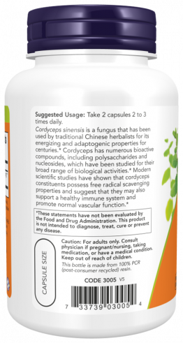 NOW Cordyceps 750 mg, 90 капсул