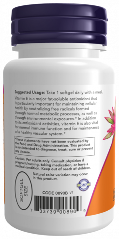 NOW Vitamin E, Натуральный Витамин Е, 50 капсул