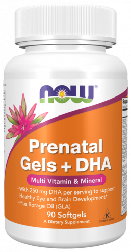 NOW Prenatal Gels+DHA, 90 капсул